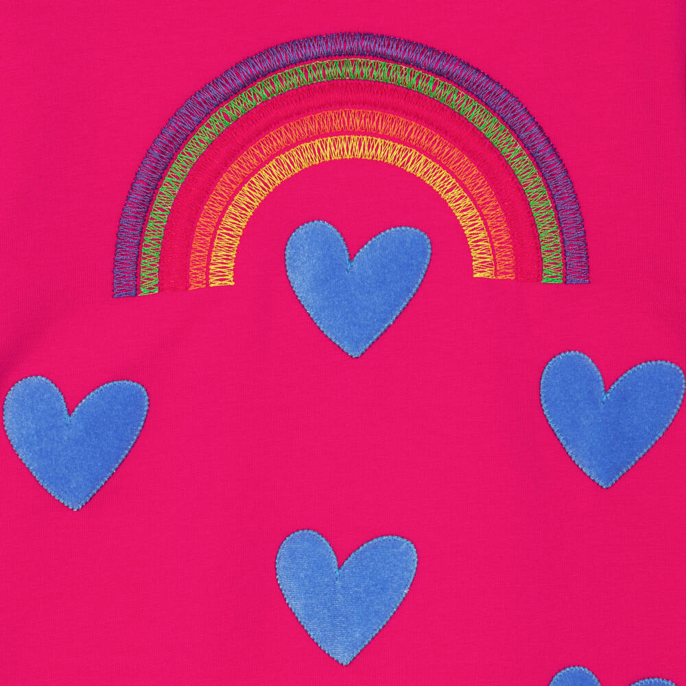 Agatha Ruiz de la Prada-Fuchsia Pink Dress for Girls with Rainbow & Hearts | Childrensalon