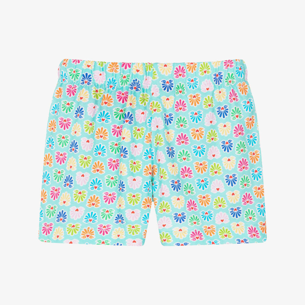 Agatha Ruiz de la Prada-Girls Aqua Blue Cotton Shorts with Colourful Print | Childrensalon