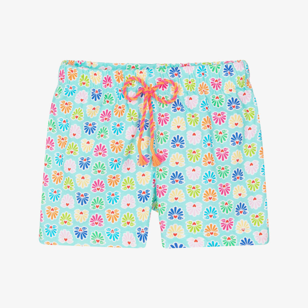 Agatha Ruiz de la Prada-Шорты из хлопка голубые с ярким принтом для девочек  | Childrensalon