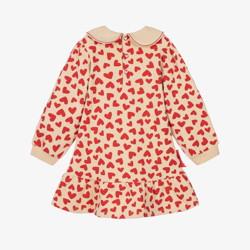 Agatha Ruiz de la Prada-Girls Beige & Red Heart Print Dress Set | Childrensalon