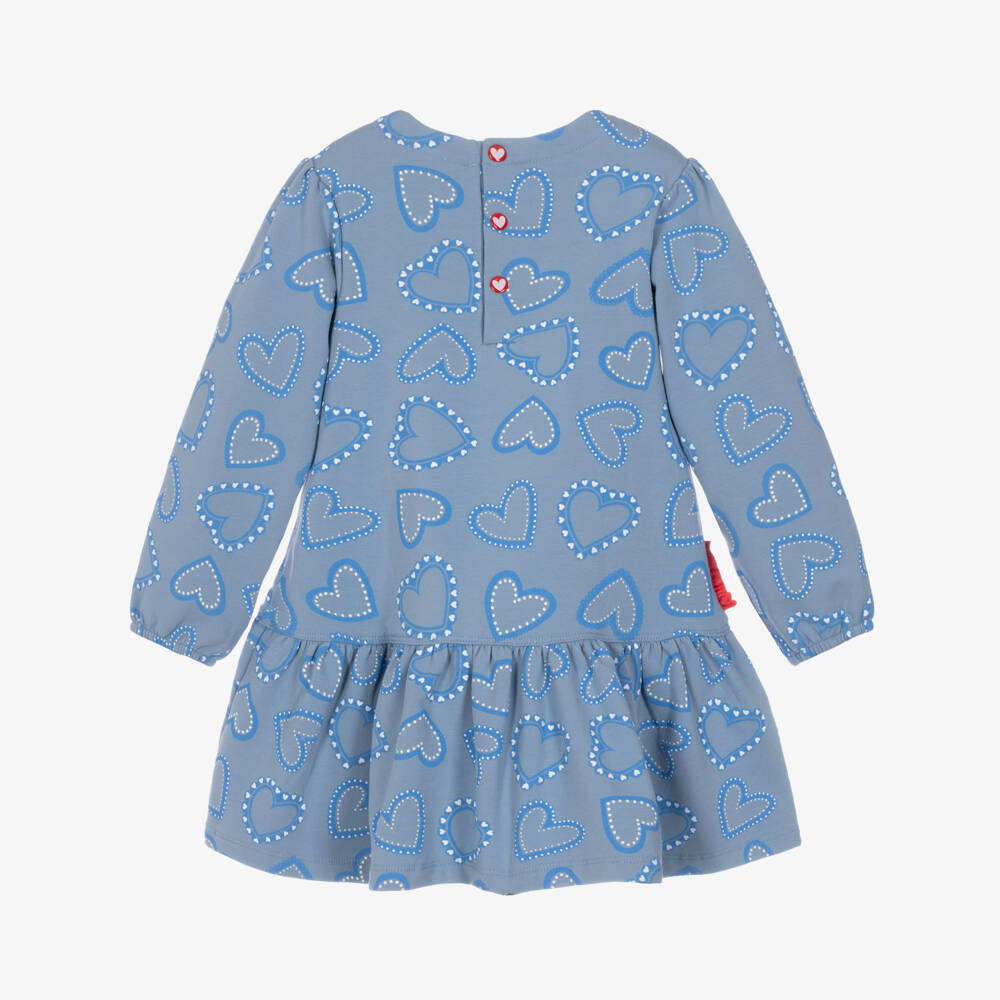 Agatha Ruiz de la Prada-Girls Blue Cotton Heart Print Dress & Tights Set | Childrensalon
