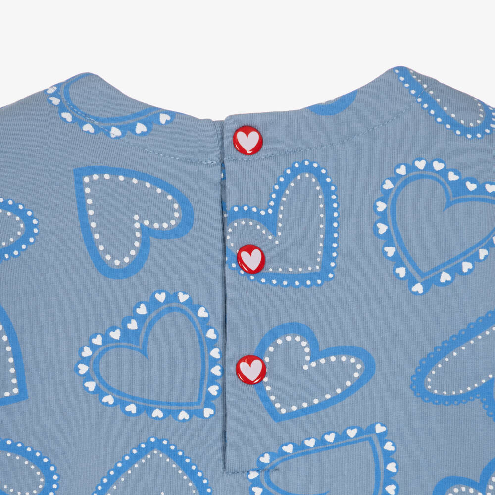 Agatha Ruiz de la Prada-Girls Blue Cotton Heart Print Dress & Tights Set | Childrensalon