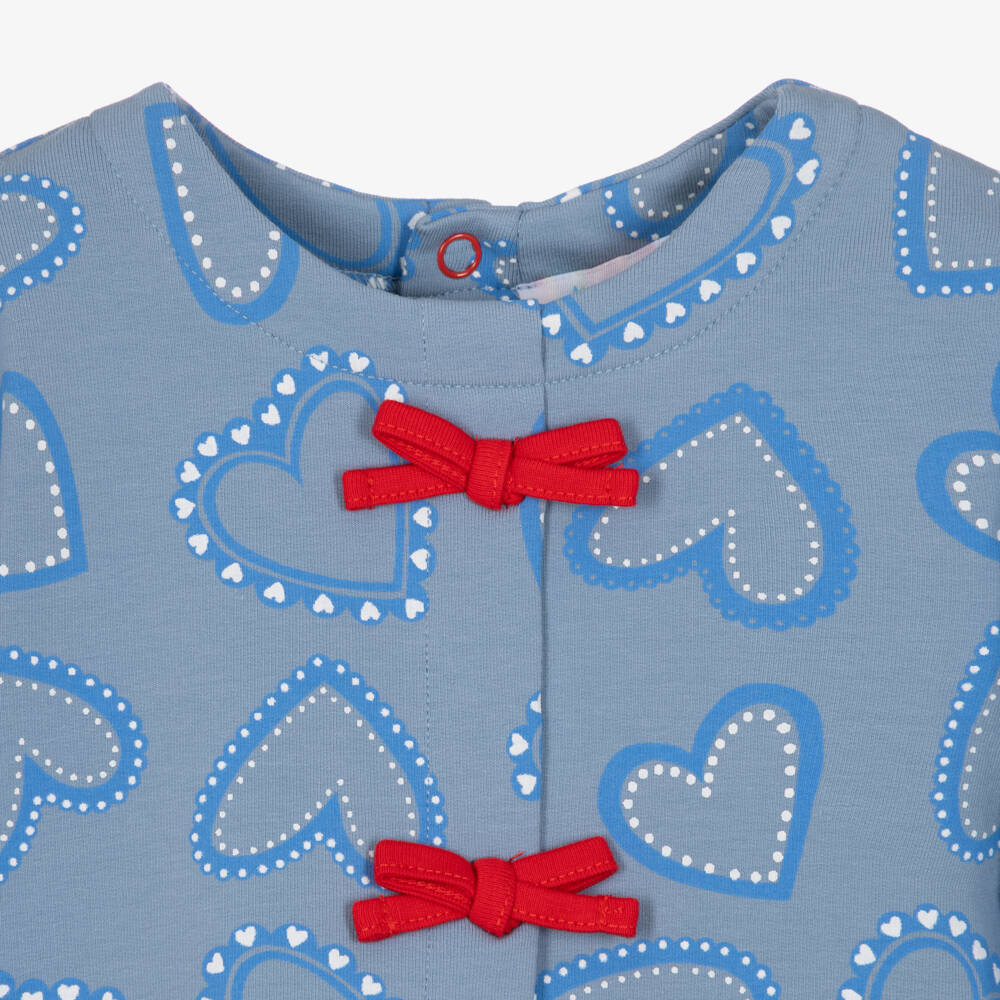 Agatha Ruiz de la Prada-Girls Blue Cotton Heart Print Dress & Tights Set | Childrensalon