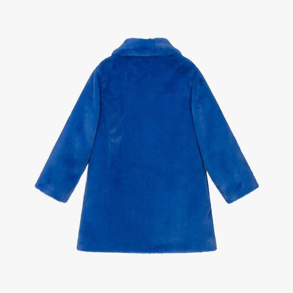 Agatha Ruiz de la Prada-Синяя шубка из искусственного меха с блестящими звездами для девочек | Childrensalon