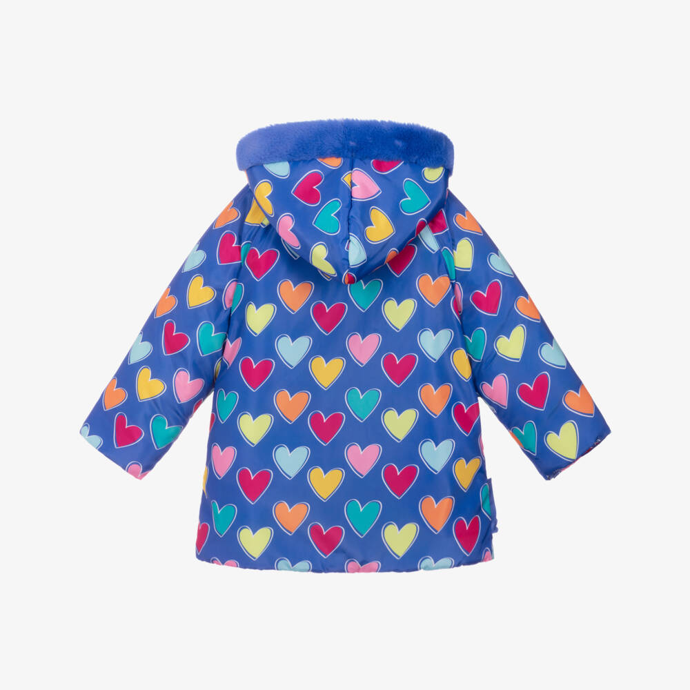 Agatha Ruiz de la Prada-Пальто синее с сердечками для девочек | Childrensalon