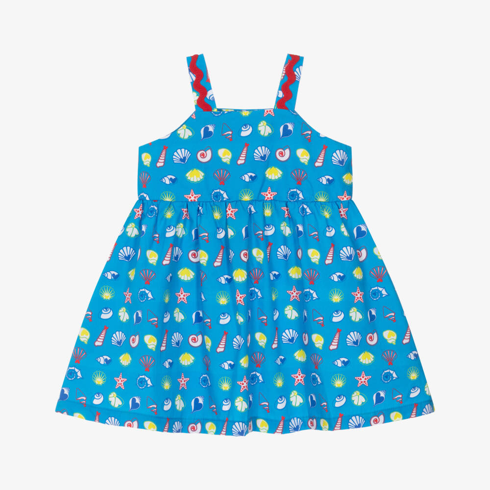 Agatha Ruiz de la Prada-Платье синее хлопковое с ракушками для девочек | Childrensalon