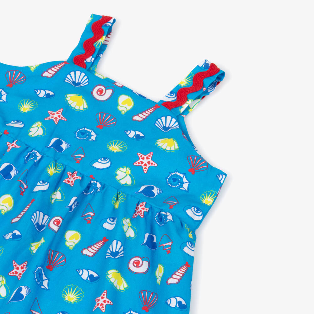 Agatha Ruiz de la Prada-Girls Bright Blue Dress with Sea Shell Print | Childrensalon