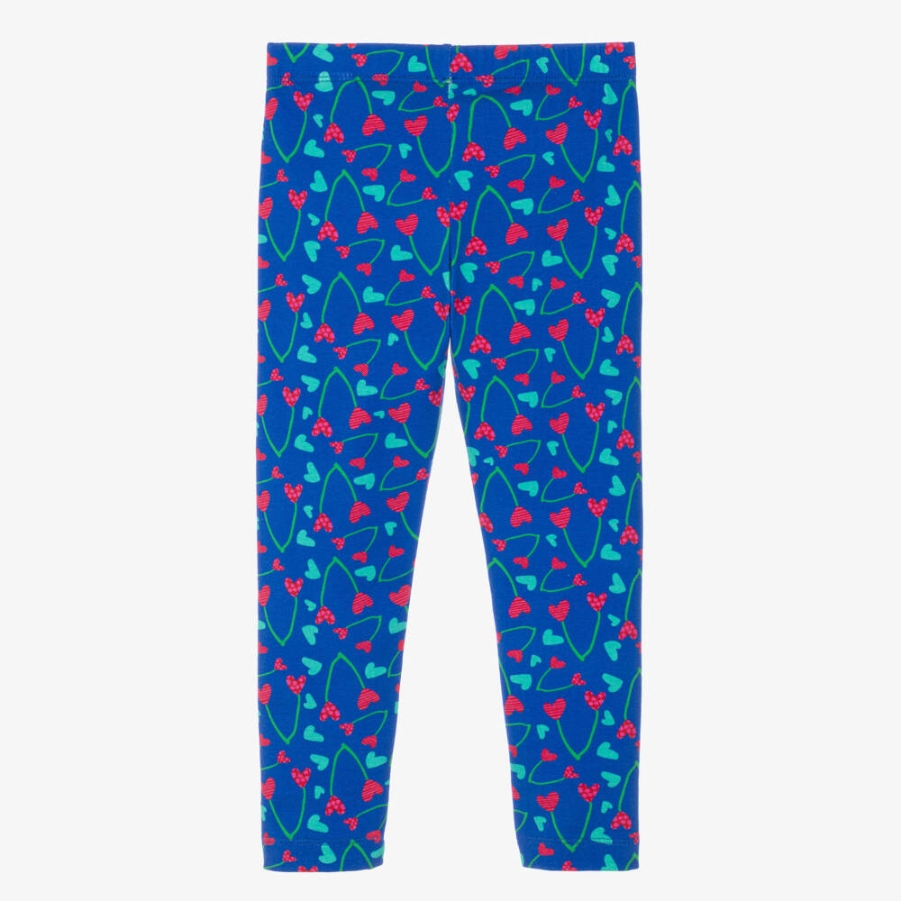 Agatha Ruiz de la Prada-Girls Bright Blue Heart Pattern Leggings | Childrensalon