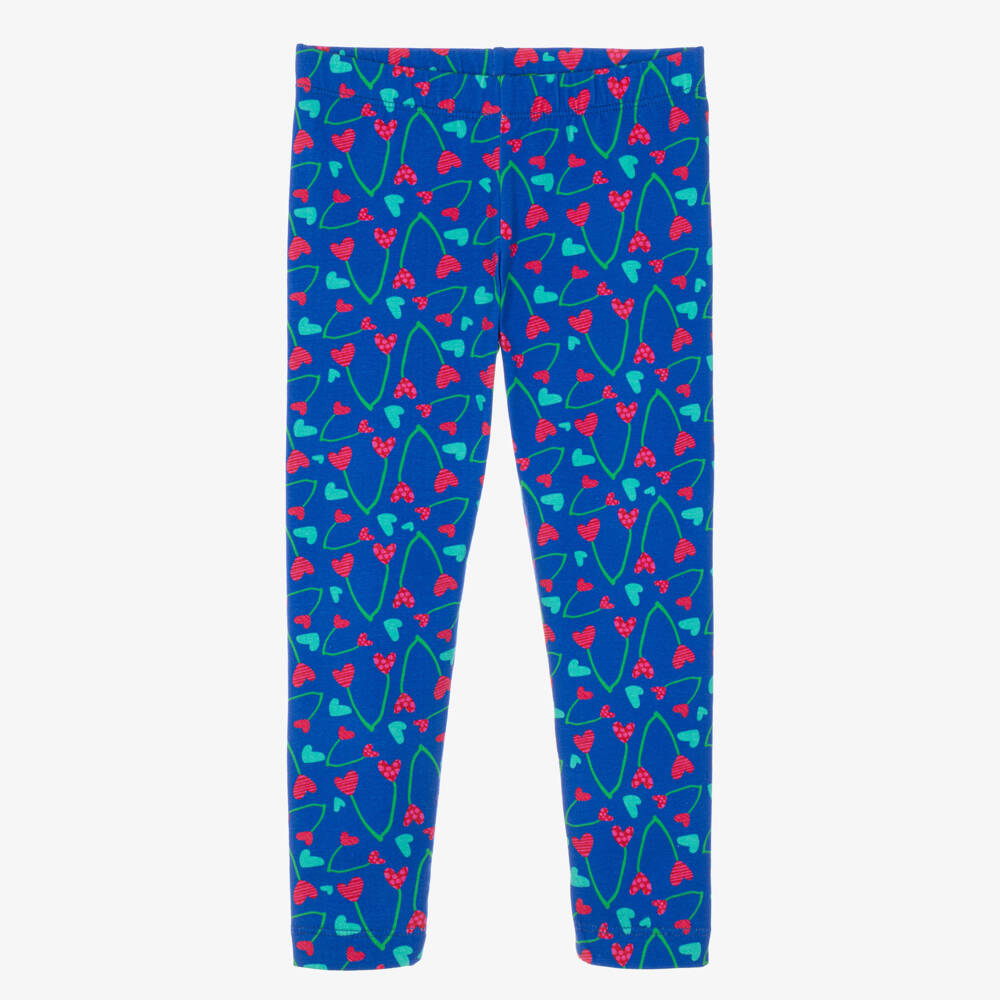 Agatha Ruiz de la Prada-Girls Bright Blue Heart Pattern Leggings | Childrensalon