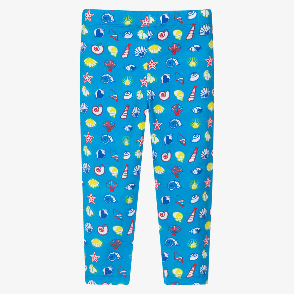 Agatha Ruiz de la Prada-Girls Bright Blue Leggings with Sea Shell Print | Childrensalon