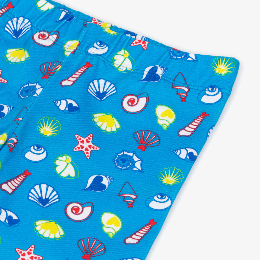 Agatha Ruiz de la Prada-Girls Bright Blue Leggings with Sea Shell Print | Childrensalon