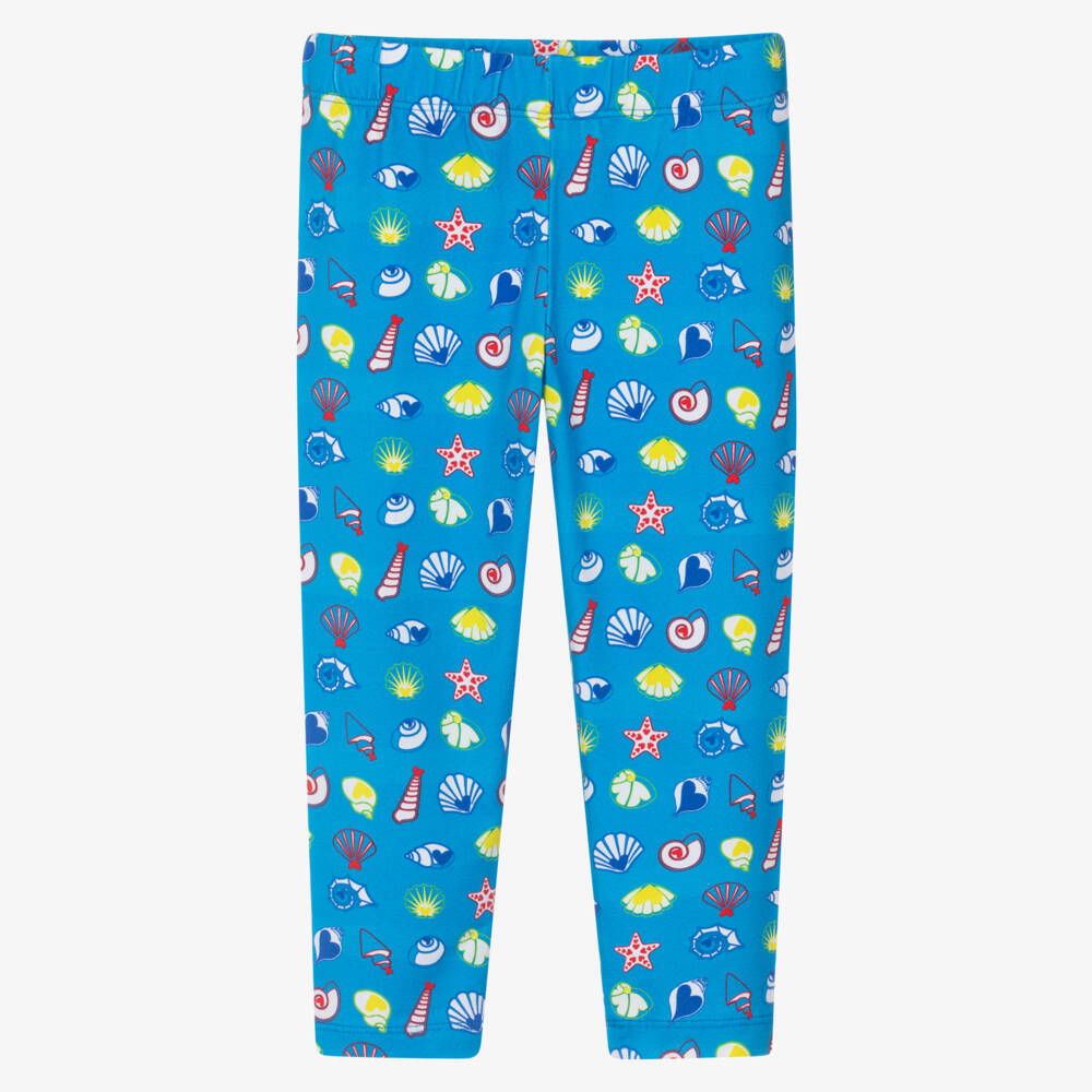 Agatha Ruiz de la Prada-Girls Bright Blue Leggings with Sea Shell Print | Childrensalon