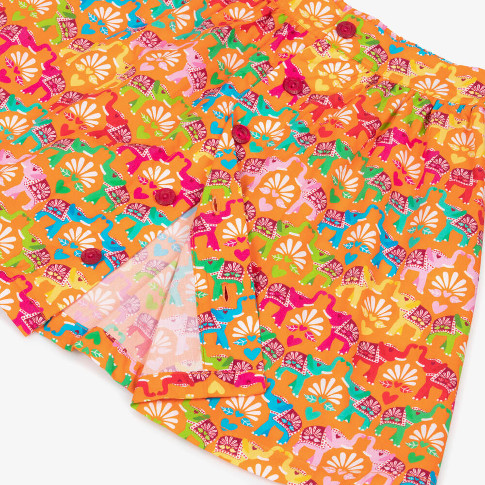 Agatha Ruiz de la Prada-Girls Bright Orange Skirt with Elephant Print | Childrensalon