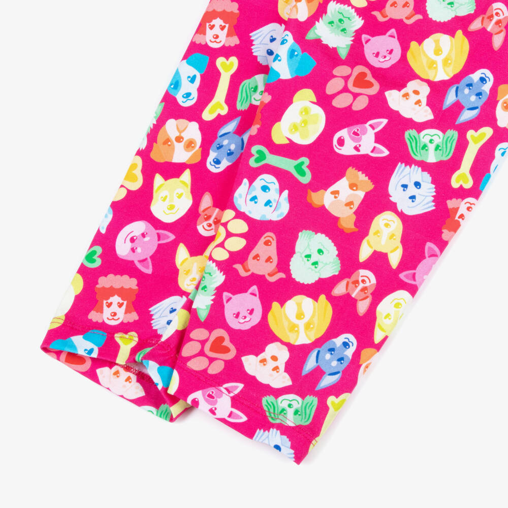 Agatha Ruiz de la Prada-Girls Bright Pink Leggings with Dog Print | Childrensalon