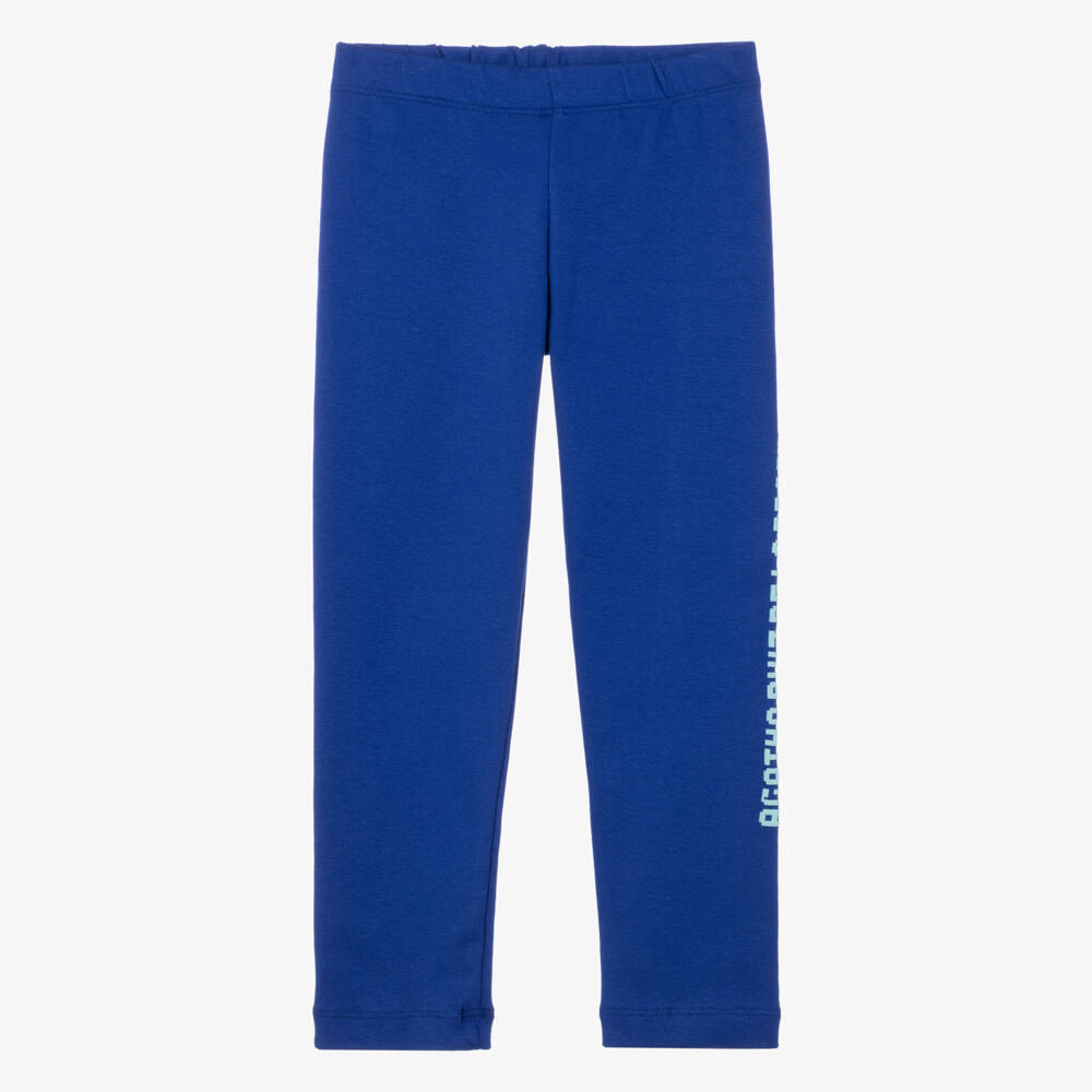 Agatha Ruiz de la Prada-Girls Cobalt Blue Leggings with Logo Print | Childrensalon