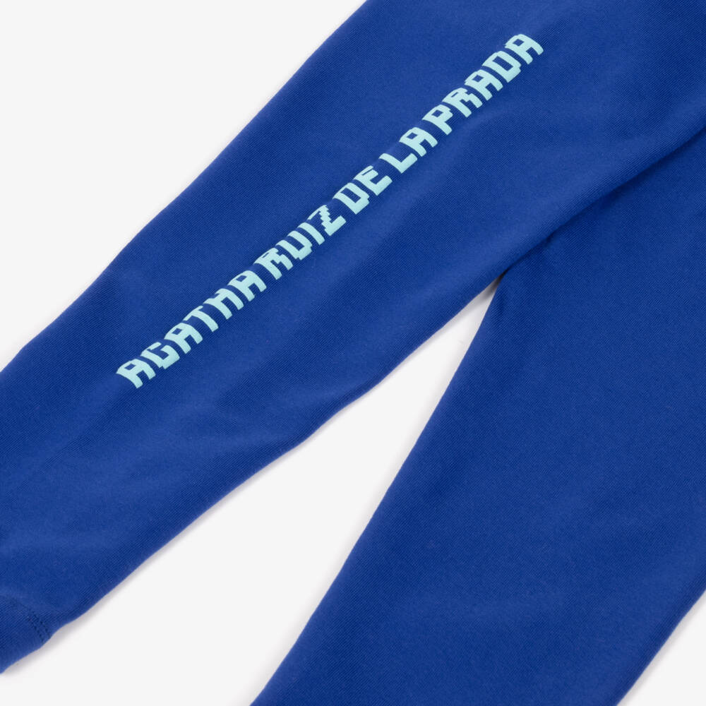 Agatha Ruiz de la Prada-Girls Cobalt Blue Leggings with Logo Print | Childrensalon