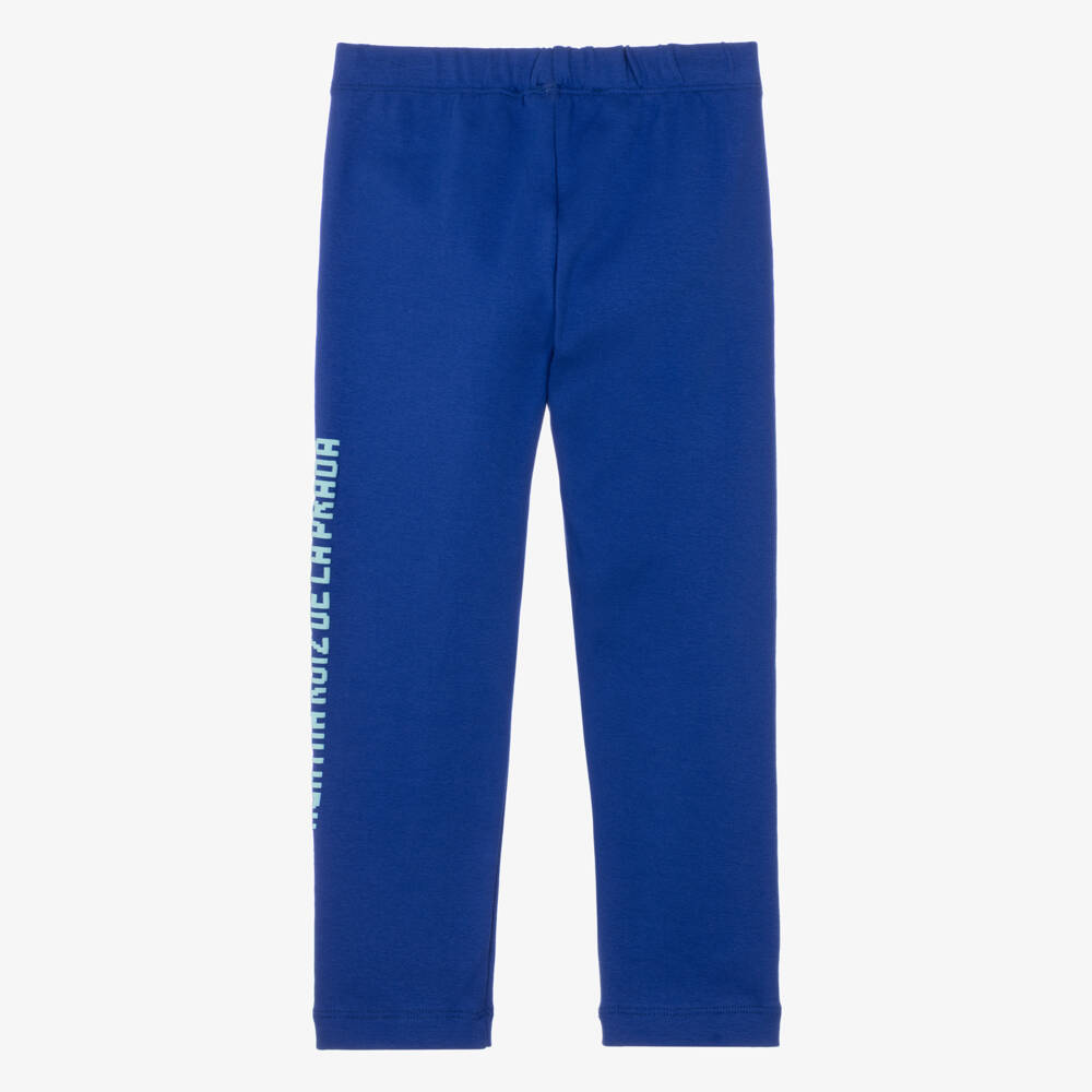 Agatha Ruiz de la Prada-Girls Cobalt Blue Leggings with Logo Print | Childrensalon