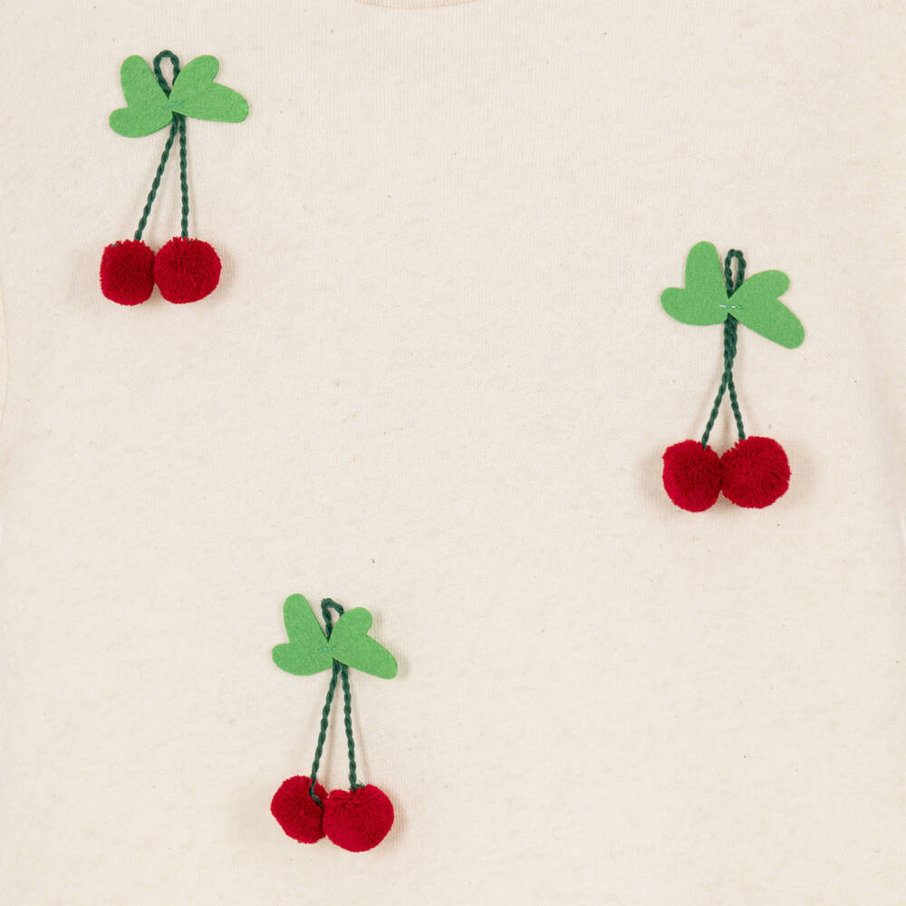 Agatha Ruiz de la Prada-Girls Cream Marl Sweatshirt Dress with Cherries | Childrensalon