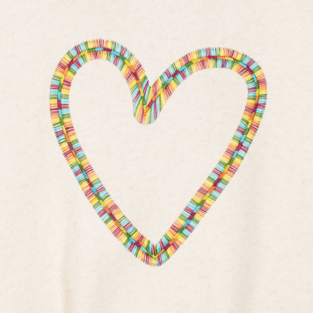 Agatha Ruiz de la Prada-Girls Cream Marl Sweatshirt with Rainbow Heart | Childrensalon