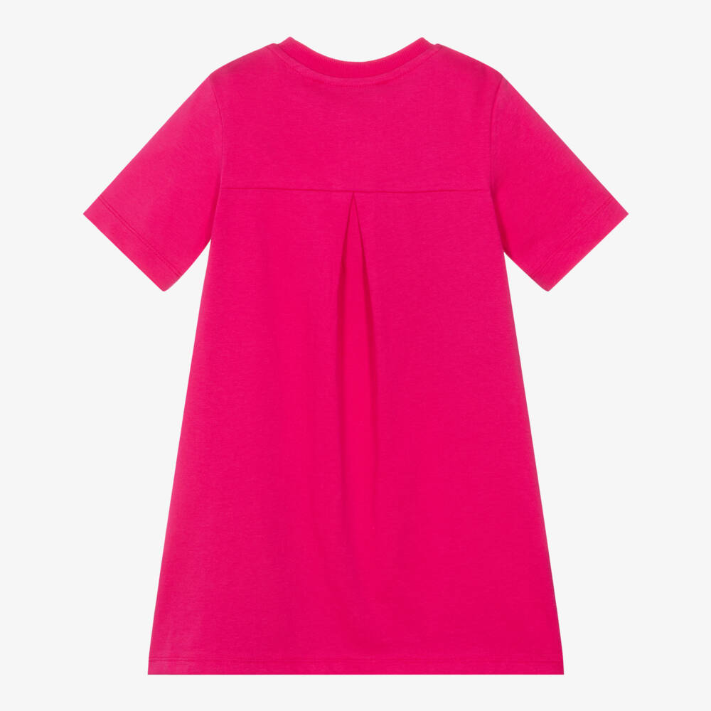 Agatha Ruiz de la Prada-Платье футболка из хлопка розовое с цветочными аппликациями для девочек | Childrensalon