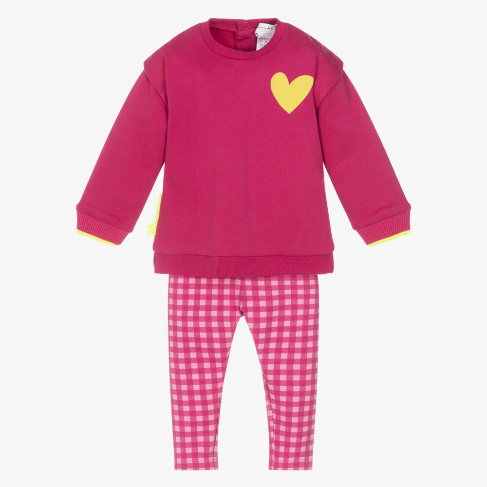 Agatha Ruiz de la Prada-Girls Fuchsia Pink Gingham Leggings Set | Childrensalon
