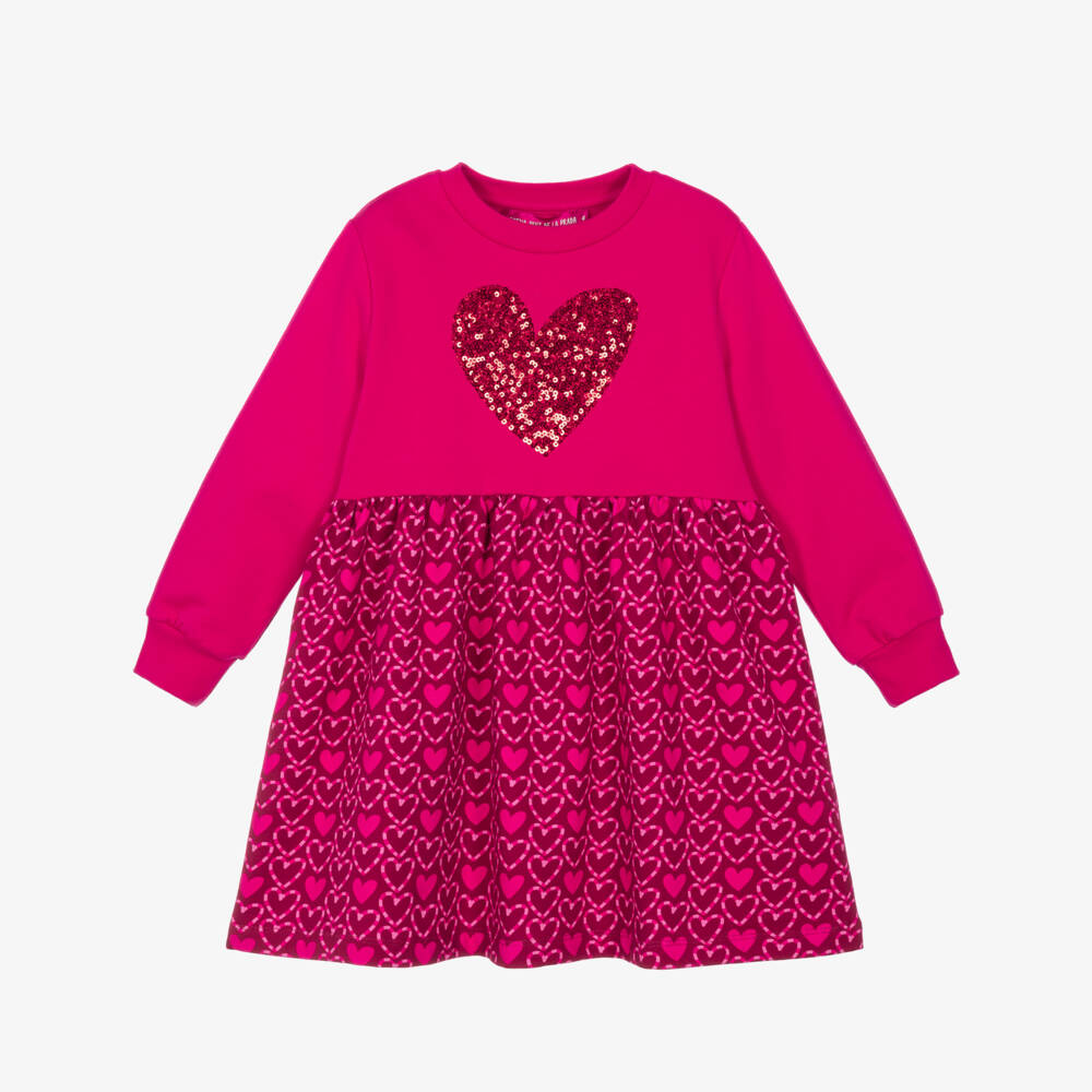 Agatha Ruiz de la Prada-Girls Fuchsia Pink Sequin Heart Dress | Childrensalon