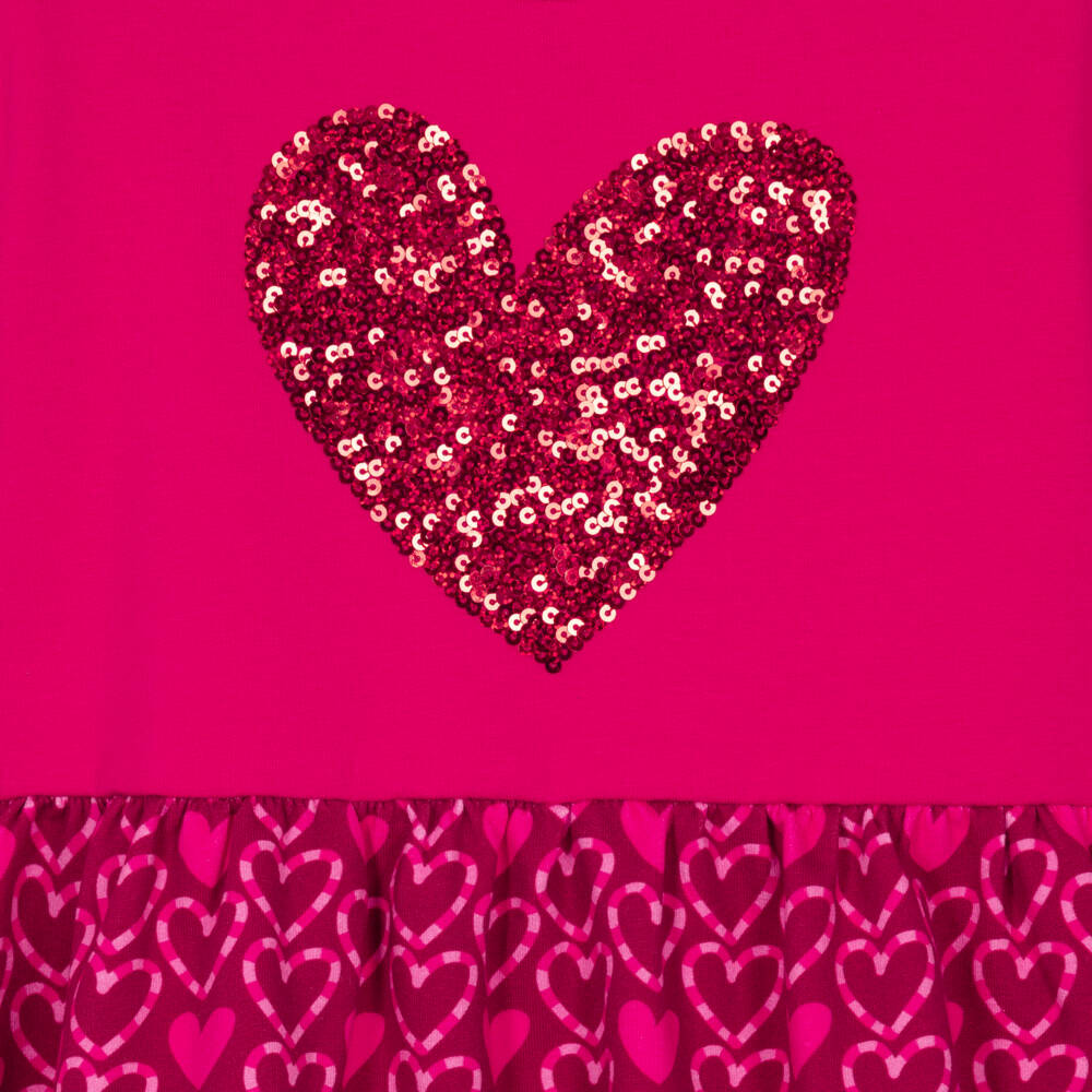 Agatha Ruiz de la Prada-Girls Fuchsia Pink Sequin Heart Dress | Childrensalon