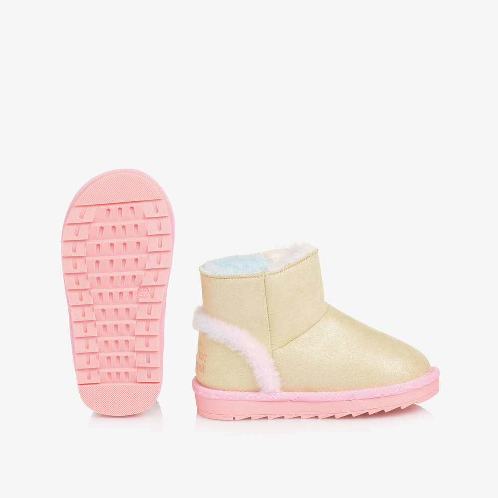 Agatha Ruiz de la Prada-Girls Glittery Gold Faux Suede Ankle Boots  | Childrensalon