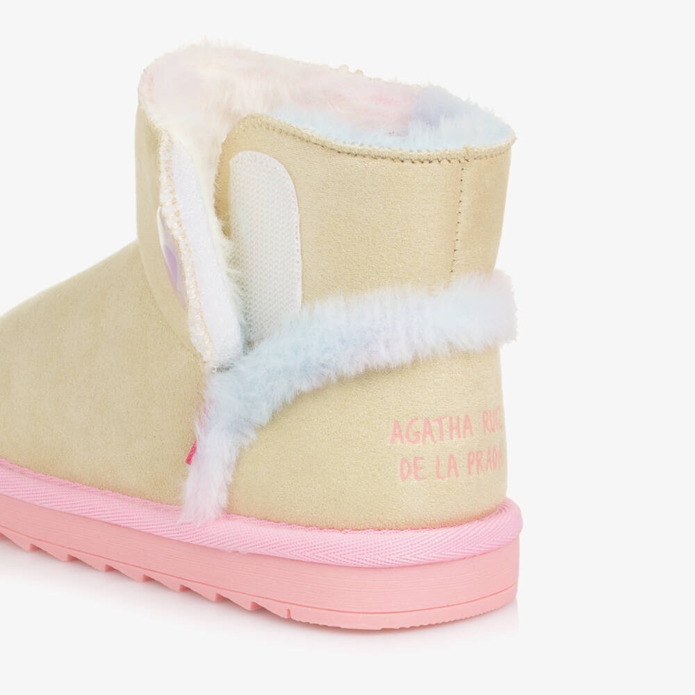 Agatha Ruiz de la Prada-Girls Glittery Gold Faux Suede Ankle Boots  | Childrensalon