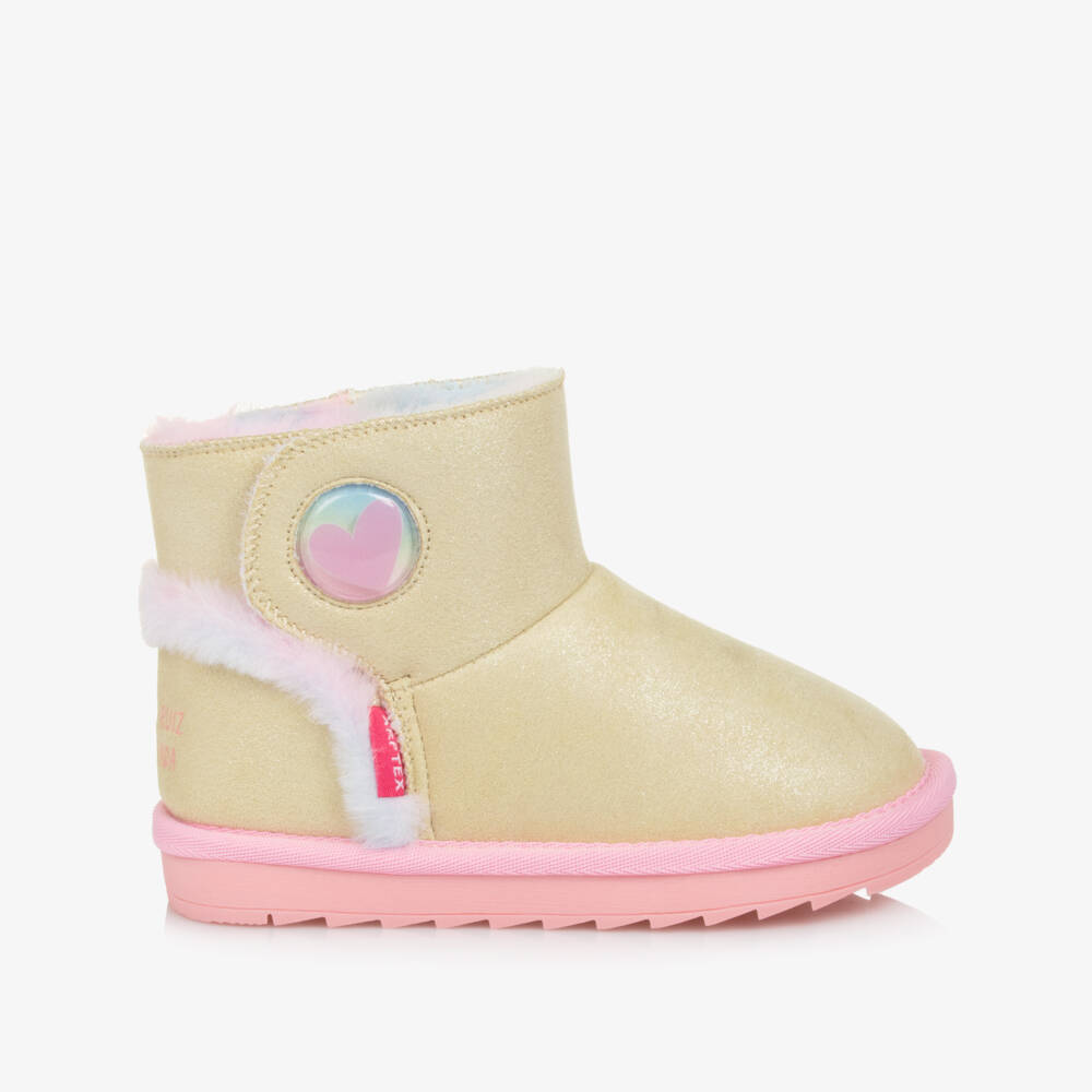 Agatha Ruiz de la Prada-Girls Glittery Gold Faux Suede Ankle Boots  | Childrensalon