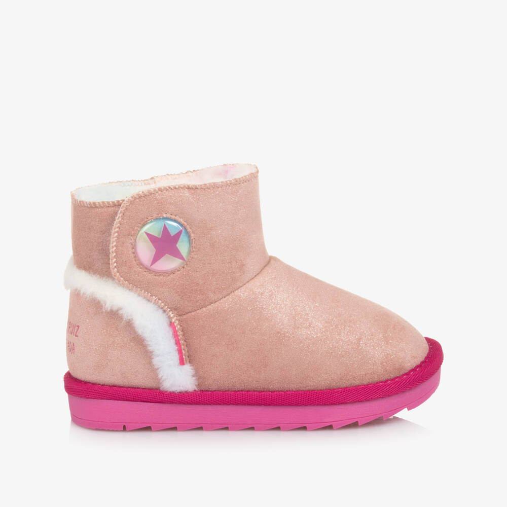 Agatha Ruiz de la Prada-Girls Glittery Pink Faux Suede Ankle Boots | Childrensalon
