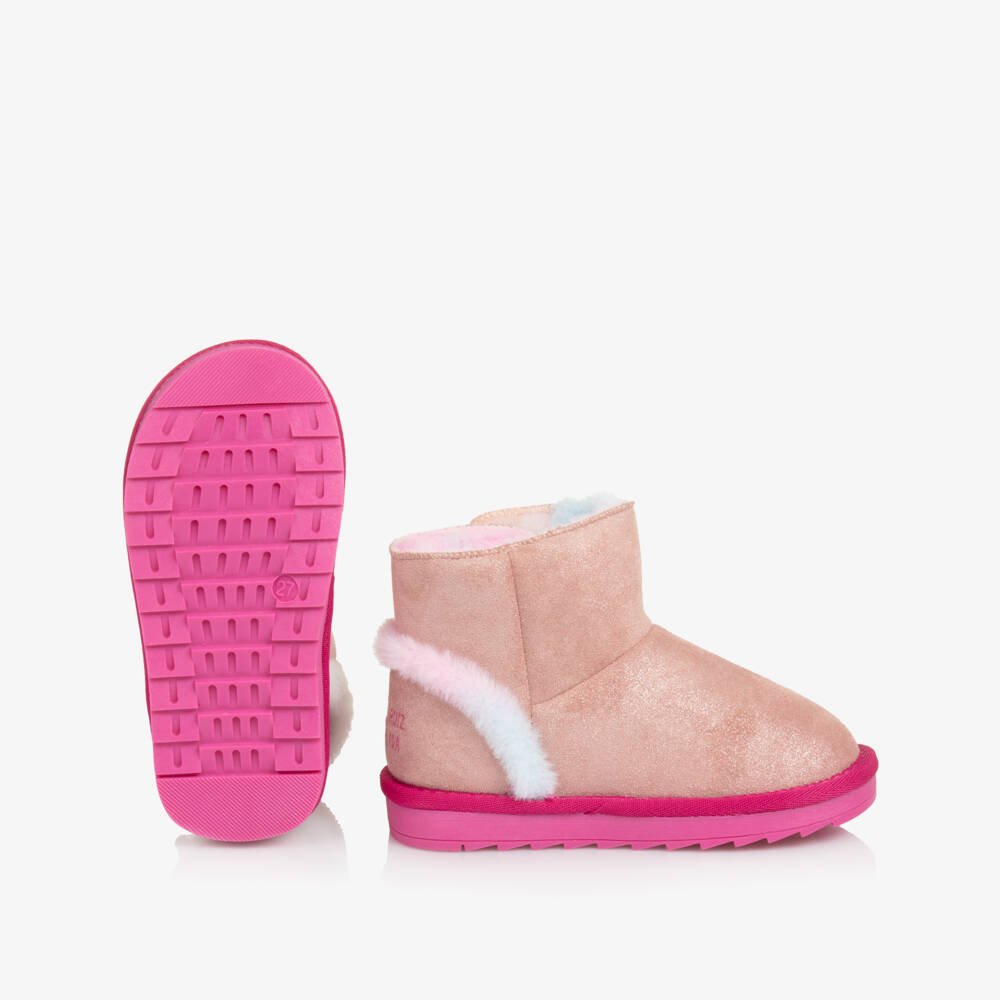 Agatha Ruiz de la Prada-Girls Glittery Pink Faux Suede Ankle Boots | Childrensalon