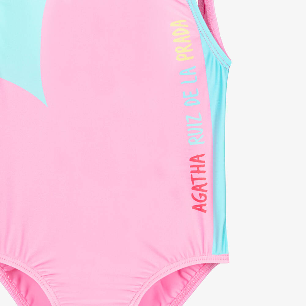 Agatha Ruiz de la Prada-Girls Large Pink Heart Print Swimsuit | Childrensalon