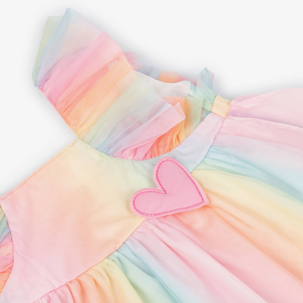 Agatha Ruiz de la Prada-Girls Pastel Rainbow-Coloured Tulle Dress | Childrensalon