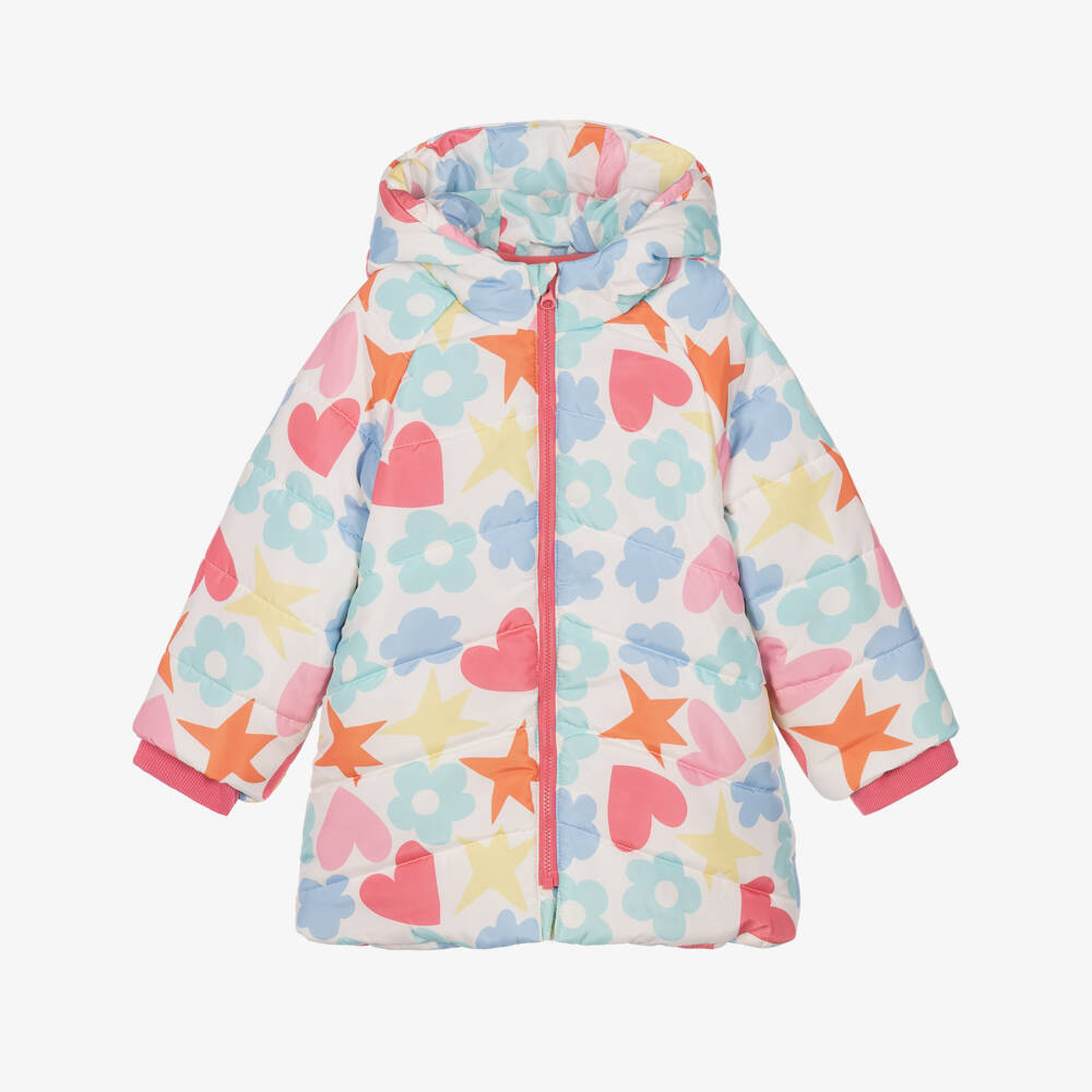 Agatha Ruiz de la Prada-Girls Patterned Puffer Coat with Hood | Childrensalon