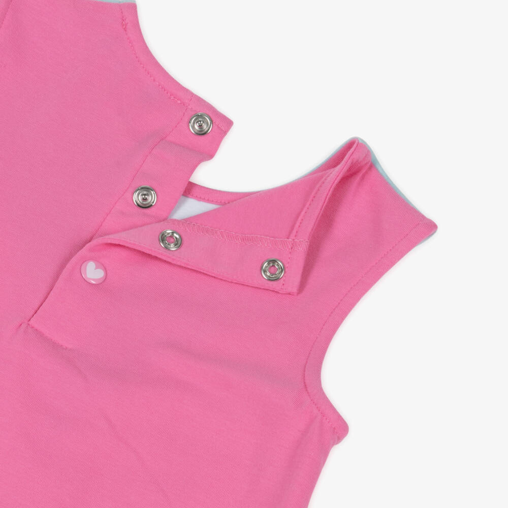 Agatha Ruiz de la Prada-Girls Pink & Aqua Blue Cotton Heart Dress | Childrensalon