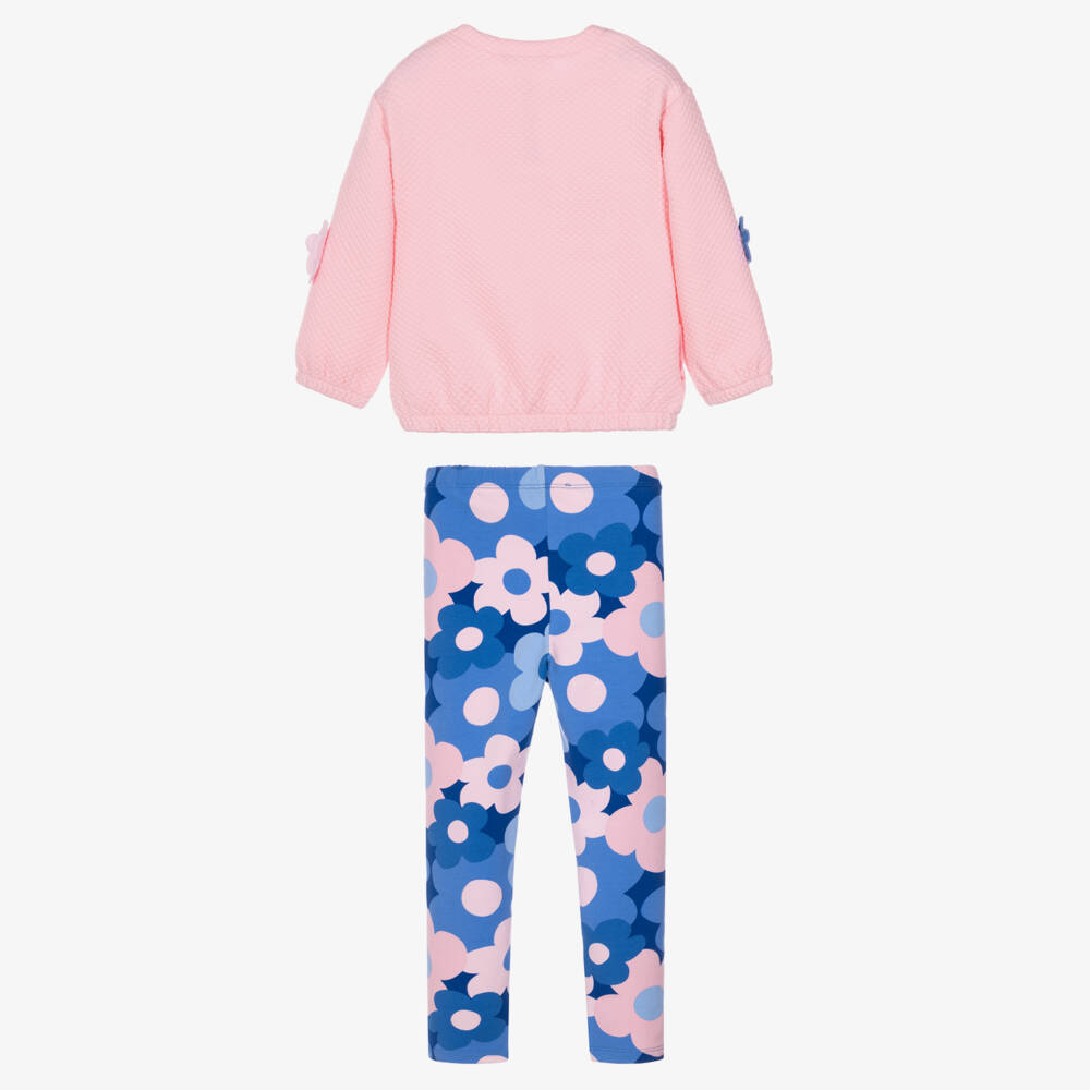 Agatha Ruiz de la Prada-Girls Pink & Blue Flower Print Leggings Set | Childrensalon