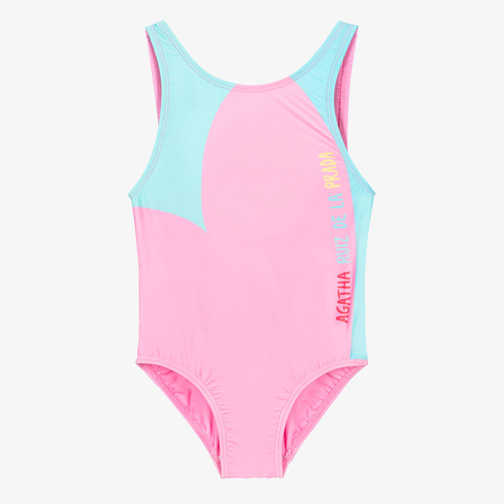 Agatha Ruiz de la Prada-Girls Pink & Blue Heart Swimsuit | Childrensalon