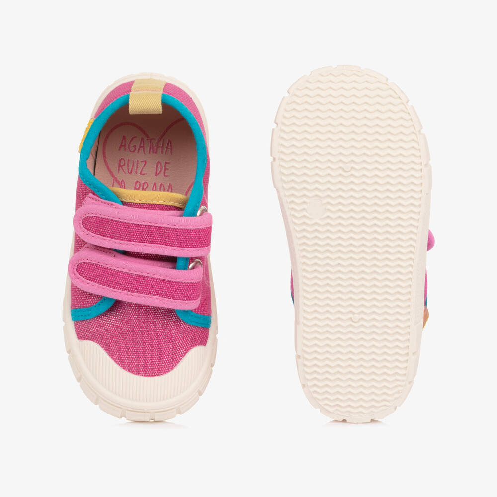 Agatha Ruiz de la Prada-Girls Pink Canvas Velcro Trainers | Childrensalon