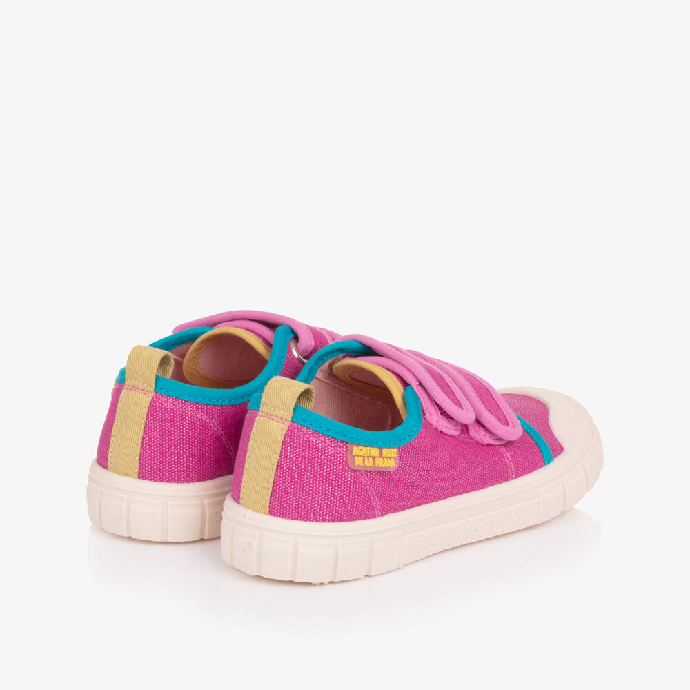Agatha Ruiz de la Prada-Girls Pink Canvas Velcro Trainers | Childrensalon