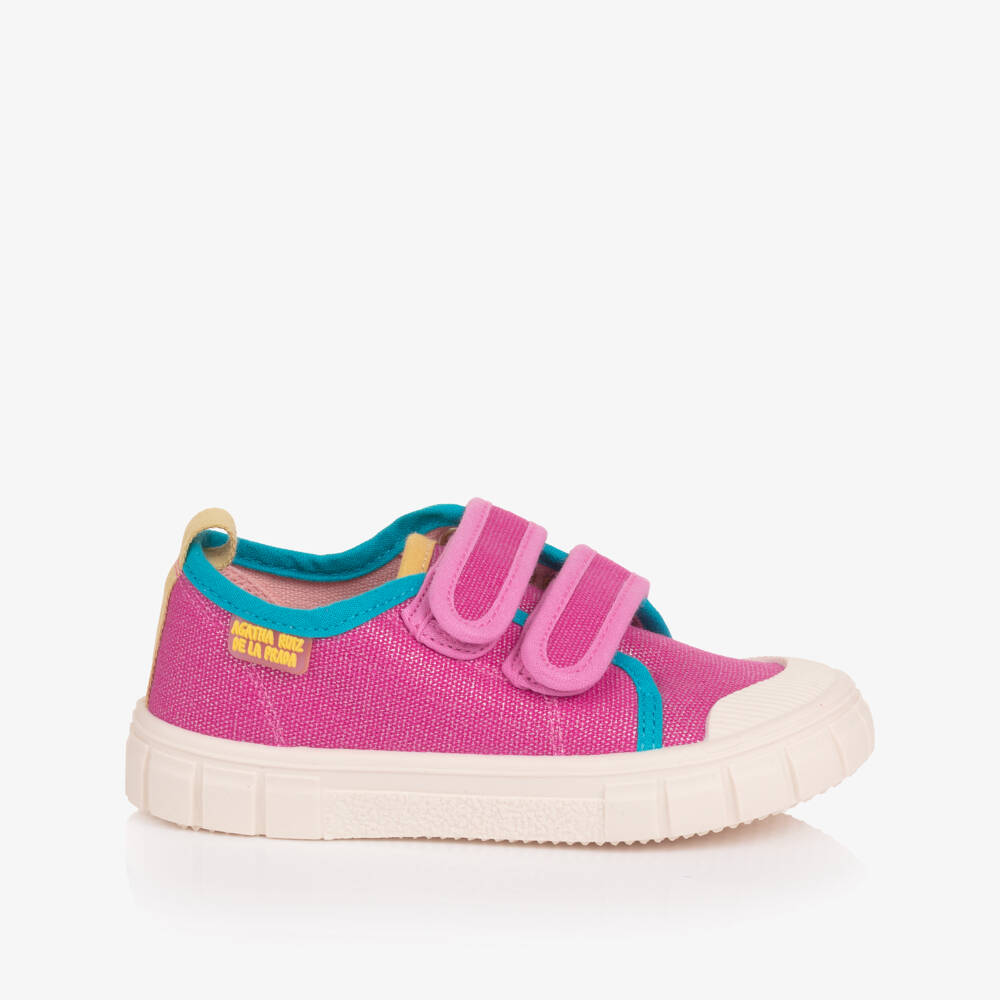 Agatha Ruiz de la Prada-Girls Pink Canvas Velcro Trainers | Childrensalon