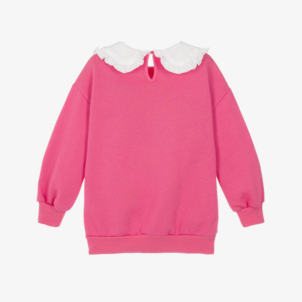 Agatha Ruiz de la Prada-Girls Pink Collared Sweatshirt with Cherries | Childrensalon