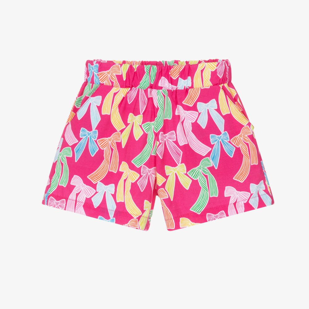 Agatha Ruiz de la Prada-Girls Pink Cotton Bow Print Shorts | Childrensalon