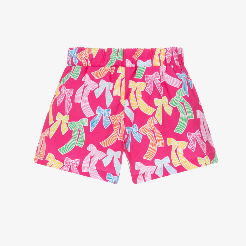 Agatha Ruiz de la Prada-Girls Pink Cotton Bow Print Shorts | Childrensalon