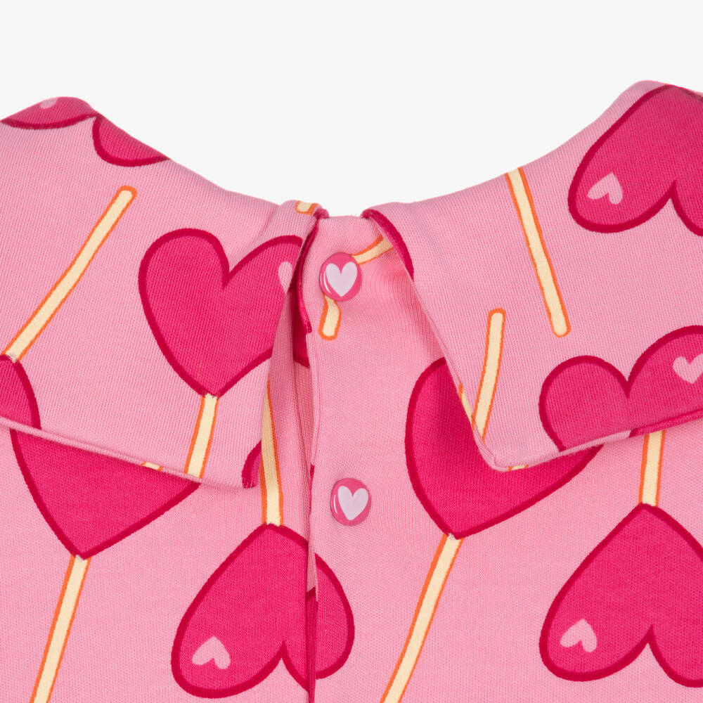 Agatha Ruiz de la Prada-Girls Pink Cotton Heart Lollipop Dress Set | Childrensalon