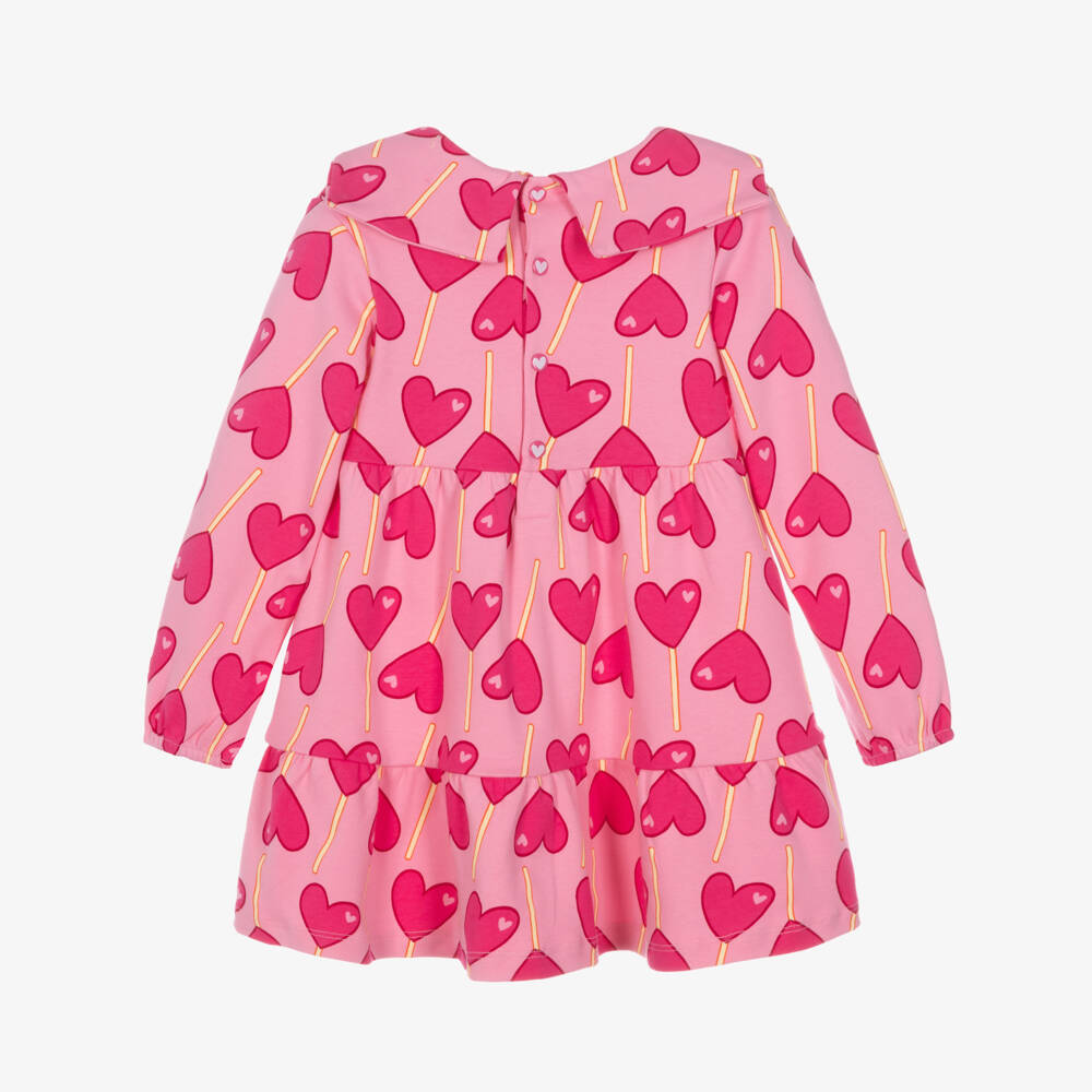 Agatha Ruiz de la Prada-Girls Pink Cotton Heart Lollipop Dress Set | Childrensalon