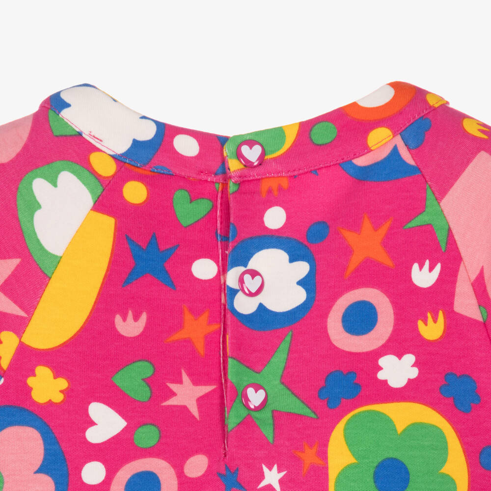 Agatha Ruiz de la Prada-Girls Pink Cotton Jersey Dress Set with Colourful Prints | Childrensalon
