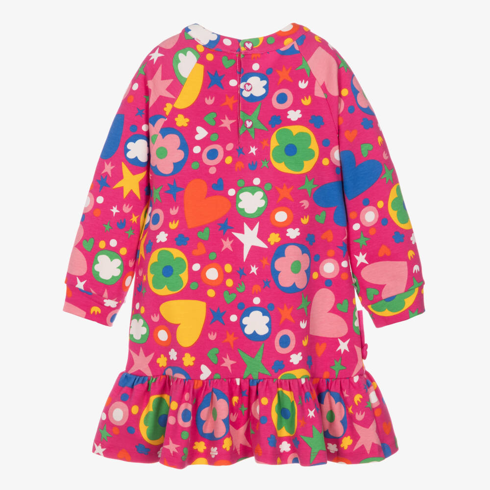 Agatha Ruiz de la Prada-Girls Pink Cotton Jersey Dress Set with Colourful Prints | Childrensalon