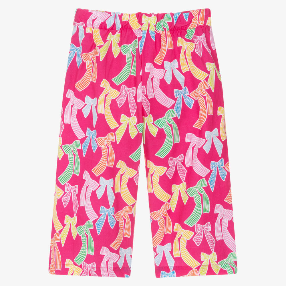 Agatha Ruiz de la Prada-Girls Pink Cotton Poplin Bow Print Culottes | Childrensalon