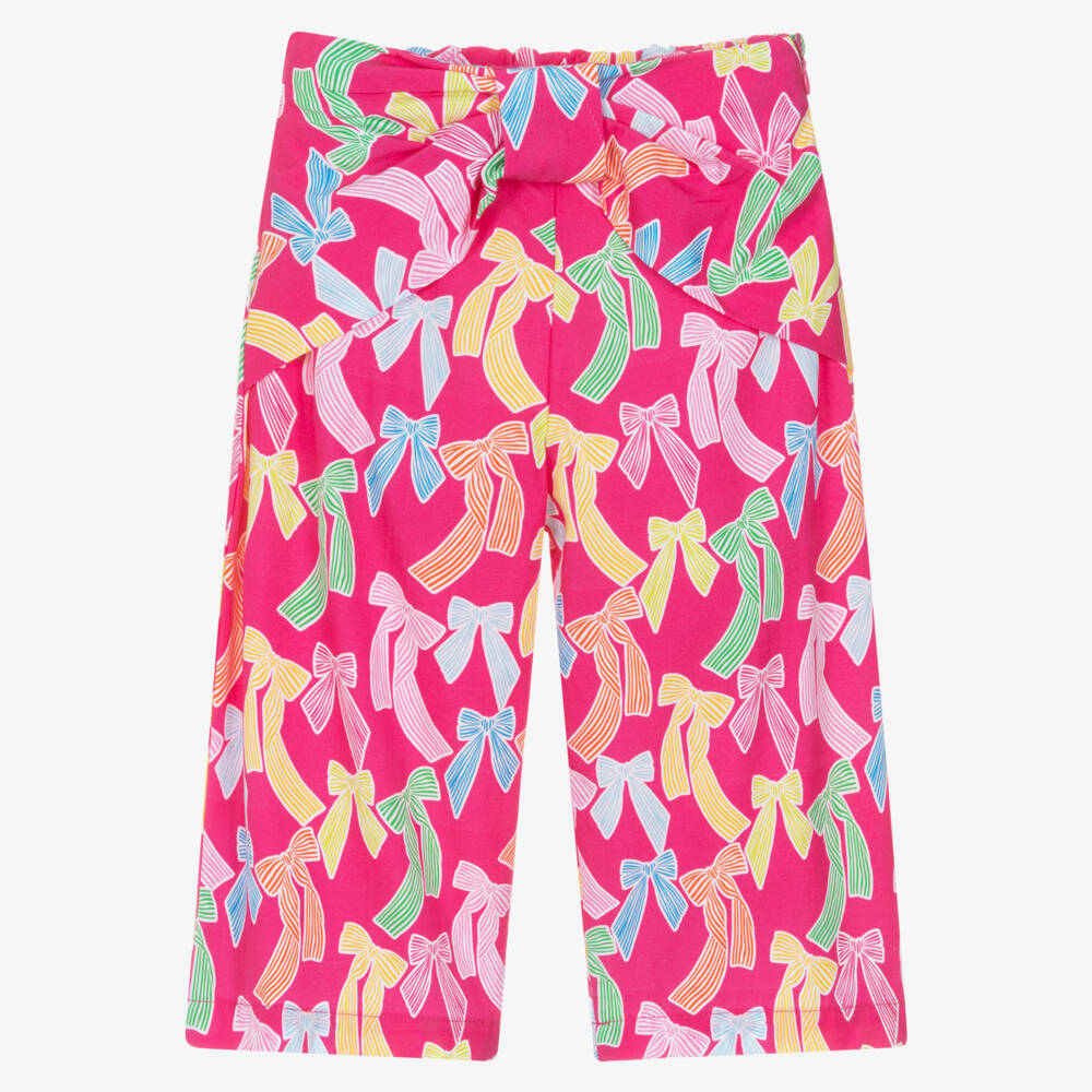 Agatha Ruiz de la Prada-Girls Pink Cotton Poplin Bow Print Culottes | Childrensalon
